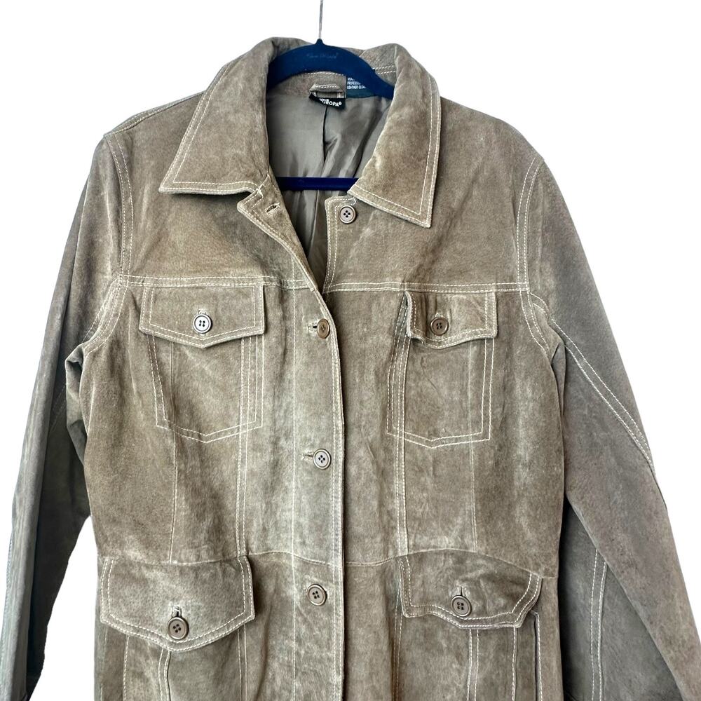 Vintage Boutique Europa Leather Trench Coat EVC Western Tombstone 90s - Picture 3 of 12
